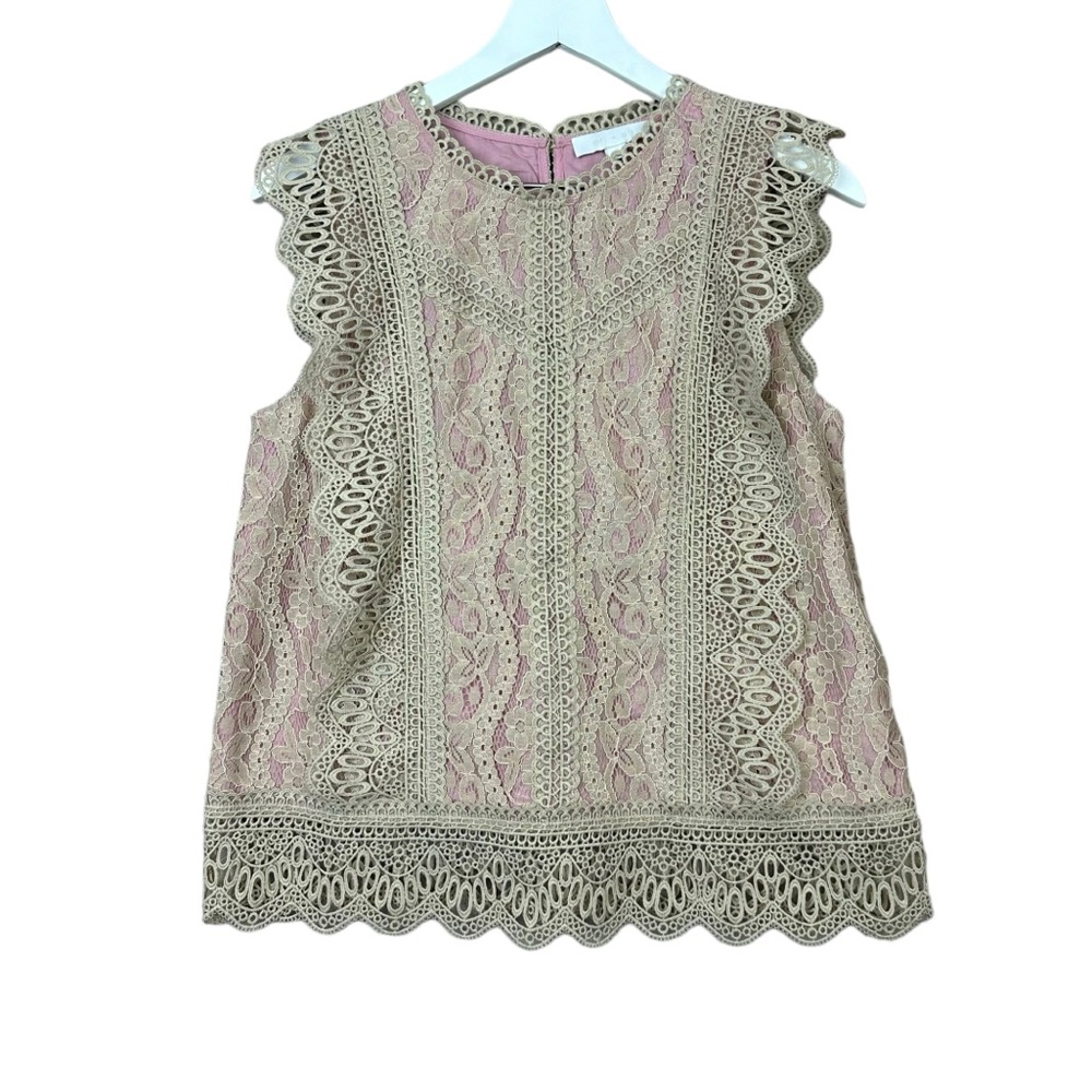 Anthropologie Eri + Ali Crochet Floral Lace Sleeveless Top Women Sz S